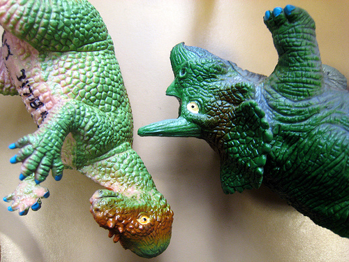 Dinosaurs with blue toenails